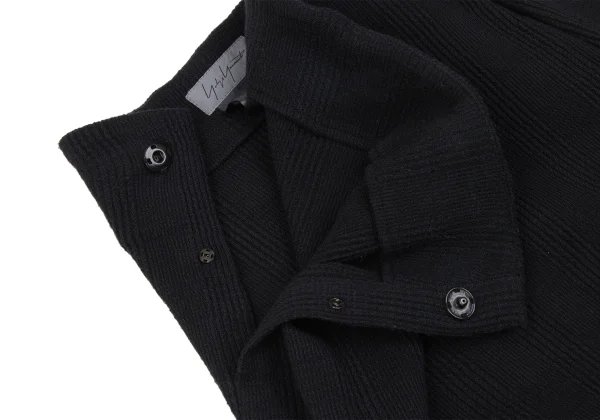 ヨウジヤマモトファムYohji Yamamoto FEMME ウール混チェック織りニットスカート 黒M K-166760_004