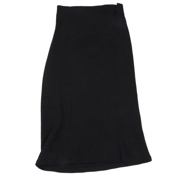 ヨウジヤマモトファムYohji Yamamoto FEMME ウール混チェック織りニットスカート 黒M K-166760_008