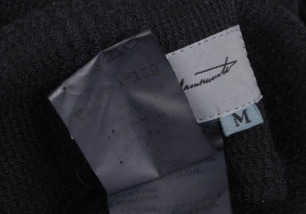 ヨウジヤマモトファムYohji Yamamoto FEMME ウール混チェック織りニットスカート 黒M K-166760_011