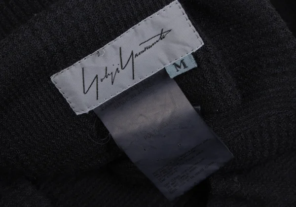 ヨウジヤマモトファムYohji Yamamoto FEMME ウール混チェック織りニットスカート 黒M K-166760_012