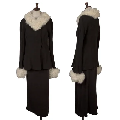 Yohji Yamamoto FEMME Wool Blend Checker Knit Jacket & Skirt