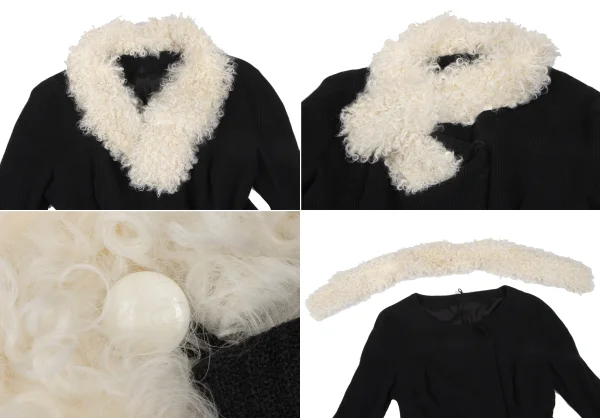 Yohji Yamamoto FEMME Wool Blend Checker Knit Jacket & Skirt K-166761_004