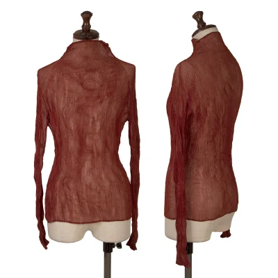 ISSEY MIYAKE Pleats Turtle Neck See-through Top