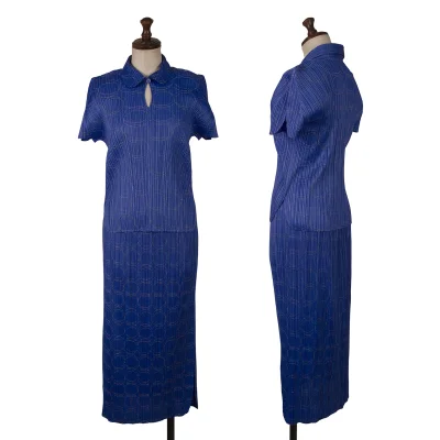 PLEATS PLEASE Embroidery Skipper Polo Shirt & Skirt