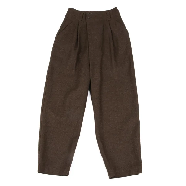Plantation Wool Wrap Tuck Design Pants Brown M K-166794_001