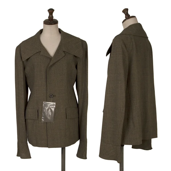 Y's Wool Big Lapel Jacket Charcoal S-M K-166801_001