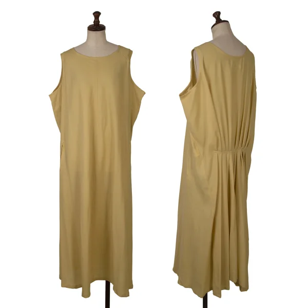 Y's Wool Blend Back Tuck Design Dress Beige S-M K-166810_001