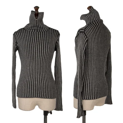 Y's Wool Blend Turtleneck Ribbed Knit Sweater
