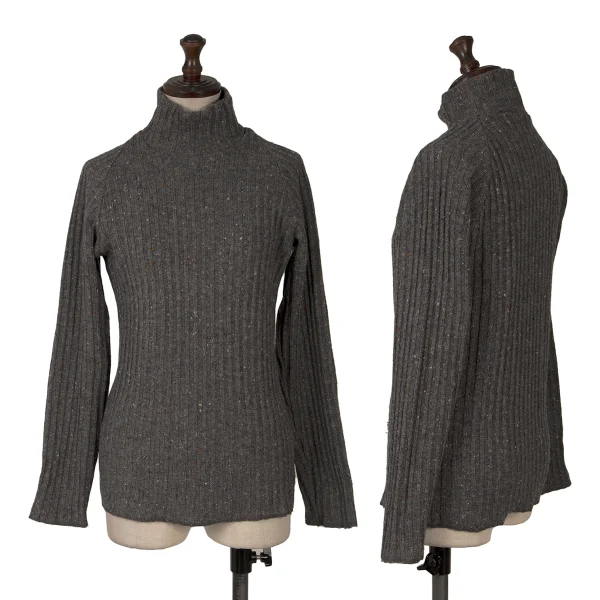 Y's Wool Mix Knit High Neck Sweater Grey S-M K-166812_001