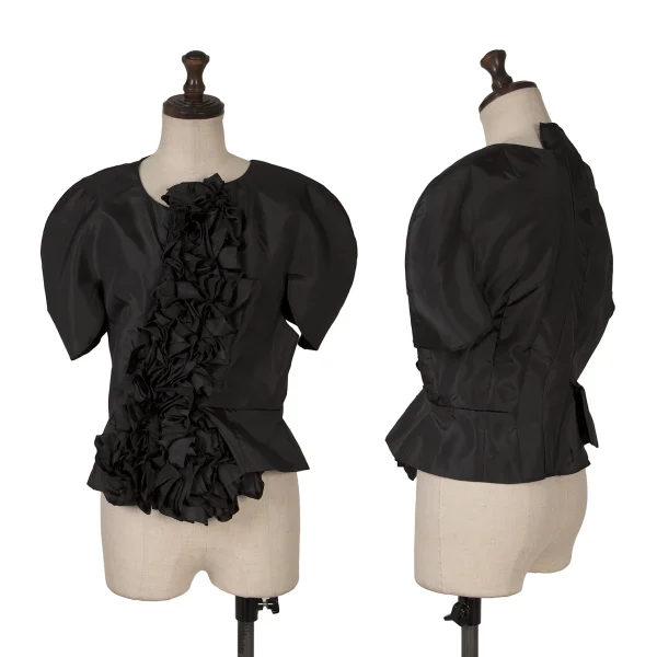 コムデギャルソンCOMME des GARCONS エステル前立てフリル装飾ブラウス 黒XS