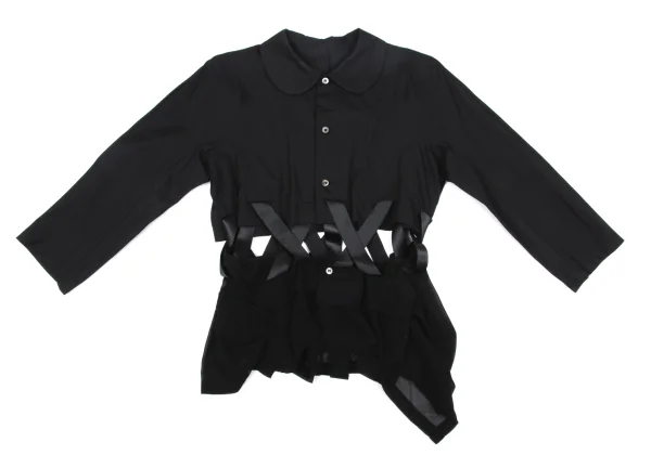 COMME des GARCONS Taped Design Hem See-through Dolman Blouse K-166837_002
