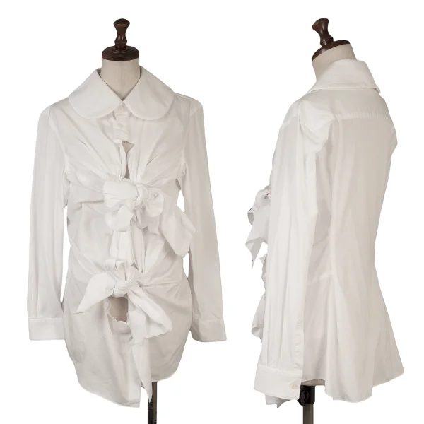 コムデギャルソンCOMME des GARCONS ノットデザインラウンドカラーブラウス 白XS