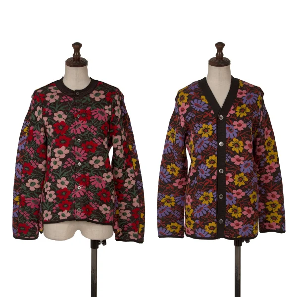 コムデギャルソンCOMME des GARCONS フローラルジャガード切替2WAYカーディガン マルチS