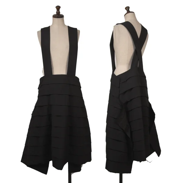 コムデギャルソンCOMME des GARCONS ウールティアードサロペットスカート 黒S