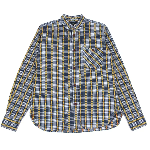 COMME des GARCONS HOMME Floral Checker Long Sleeve Shirt Blue,Yellow L K-166851_001