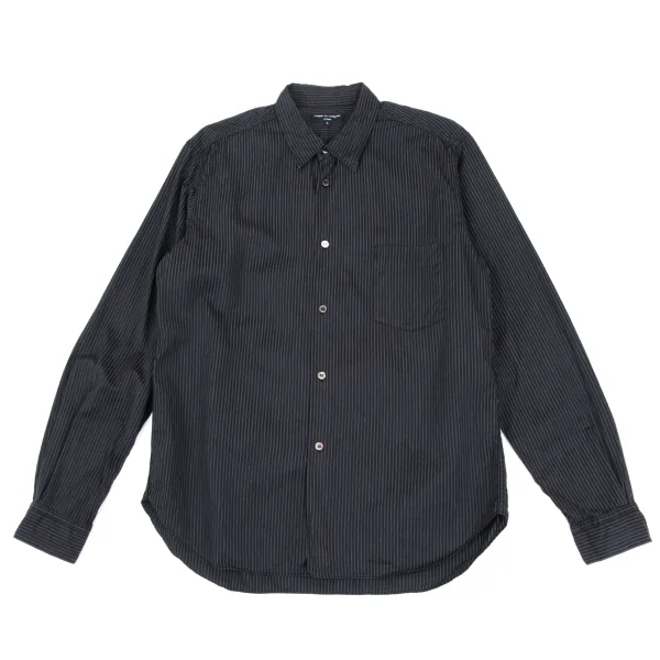 COMME des GARCONS HOMME Cotton Patch Pocket Striped Long-sleeved Shirt Charcoal L K-166857_001