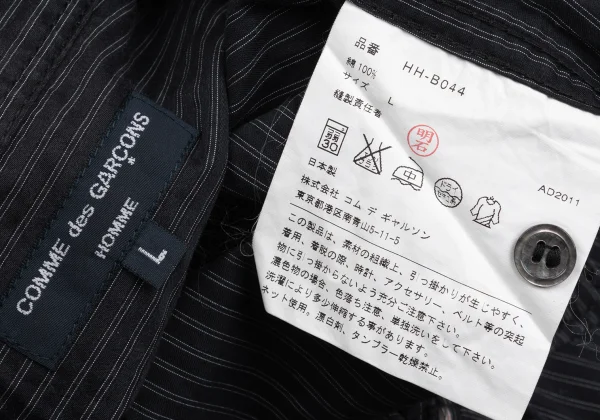 COMME des GARCONS HOMME Cotton Patch Pocket Striped Long-sleeved Shirt K-166857_015