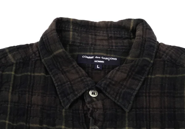 COMME des GARCONS HOMME Back Switched Shirring Check Shirt K-166862_003