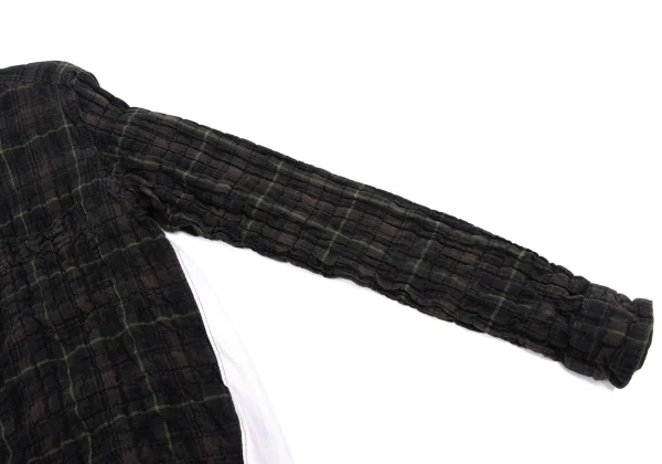 COMME des GARCONS HOMME Back Switched Shirring Check Shirt K-166862_007