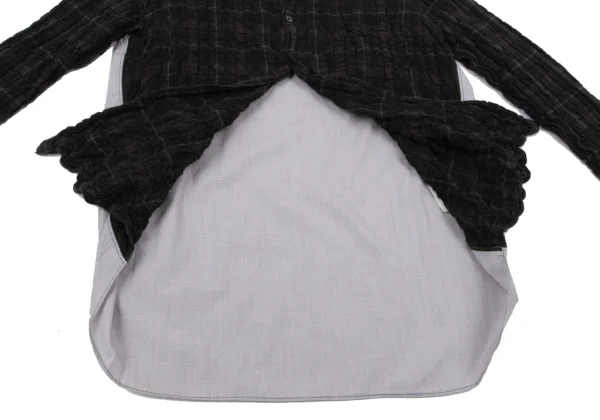 COMME des GARCONS HOMME Back Switched Shirring Check Shirt K-166862_010