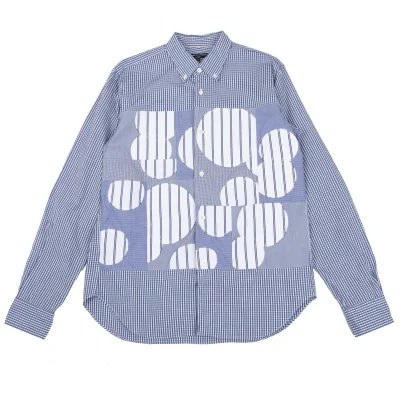 COMME des GARCONS HOMME Front Dot Patch Check Long-sleeve Button Down Shirt