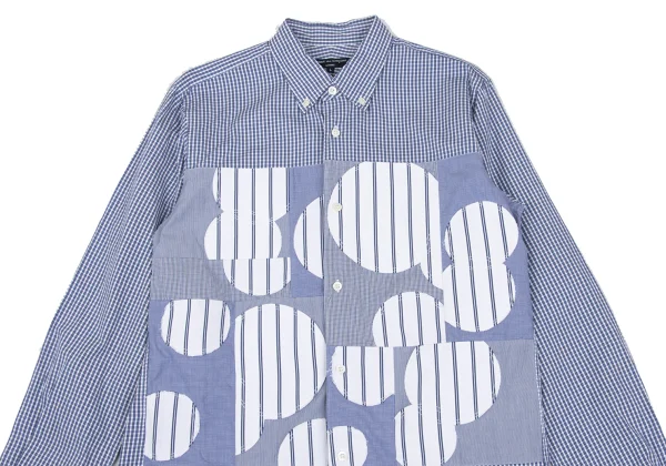 COMME des GARCONS HOMME Front Dot Patch Check Long-sleeve Button Down Shirt K-166863_002
