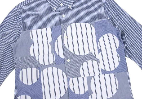 COMME des GARCONS HOMME Front Dot Patch Check Long-sleeve Button Down Shirt K-166863_006