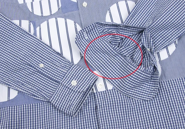 COMME des GARCONS HOMME Front Dot Patch Check Long-sleeve Button Down Shirt K-166863_008