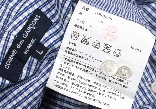 COMME des GARCONS HOMME Front Dot Patch Check Long-sleeve Button Down Shirt K-166863_017