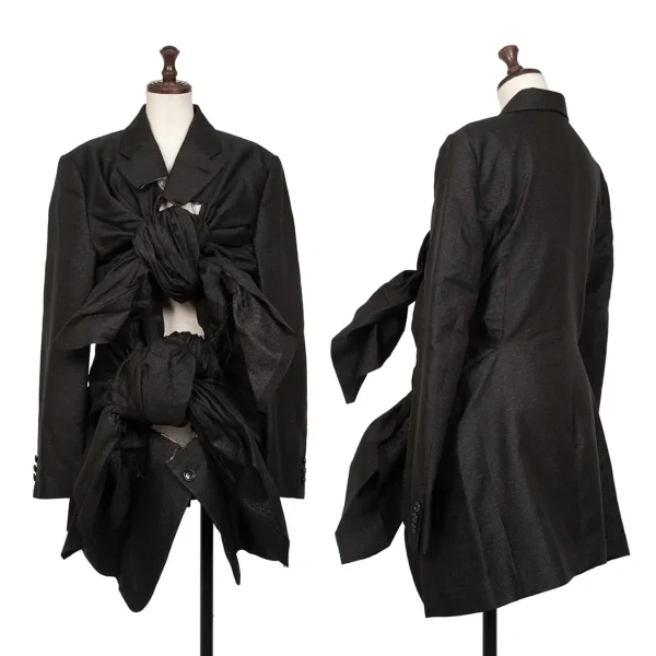 コムデギャルソンCOMME des GARCONS フロントバインドデザインラメジャケット 黒S