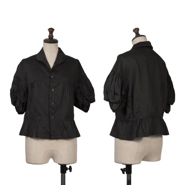 COMME des GARCONS Cotton Gather Puff Sleeves Blouse Black S K-166887_001