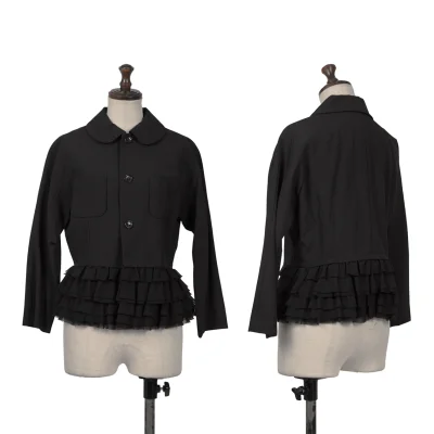 COMME des GARCONS Wool Hem Frill Raglan Round Collar Jacket