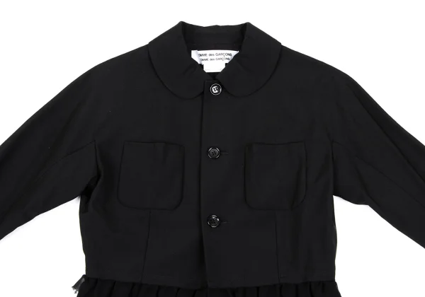 COMME des GARCONS Wool Hem Frill Raglan Round Collar Jacket K-166891_003