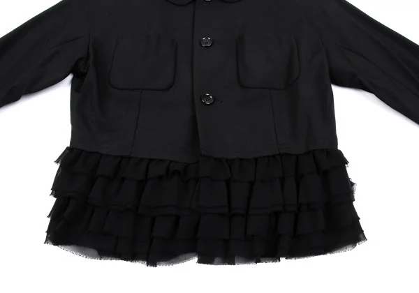 COMME des GARCONS Wool Hem Frill Raglan Round Collar Jacket K-166891_009