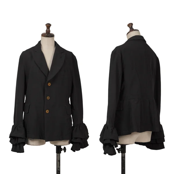 COMME des GARCONS Poly Cuff Tiered Peak Lapel Jacket Black S K-166895_001