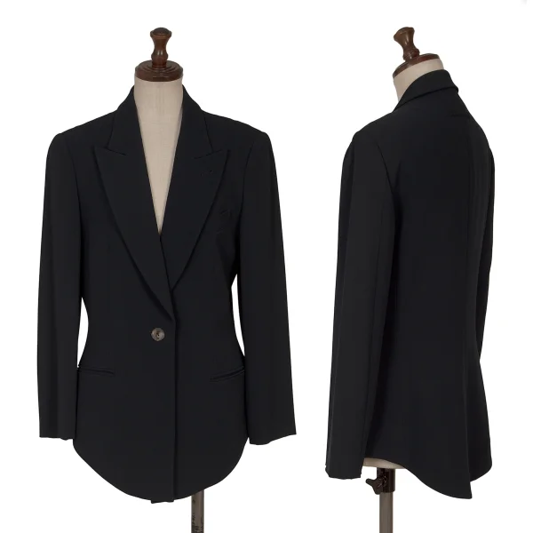 Jean Paul GAULTIER CLASSIQUE Poly Blend Peak Lapel 1B Jacket Navy 40 K-166906_001