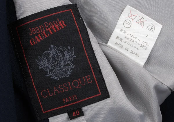 Jean Paul GAULTIER CLASSIQUE Poly Blend Peak Lapel 1B Jacket K-166906_017