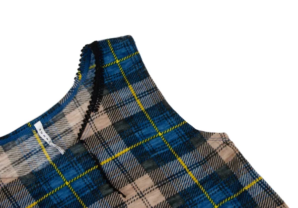 sunao kuwahara Taped Neck Check Sleeveless Top K-166912_006