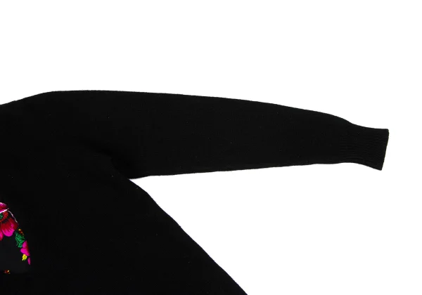 sunao kuwahara Floral- Lined Wool V-neck Knit Sweater K-166913_005