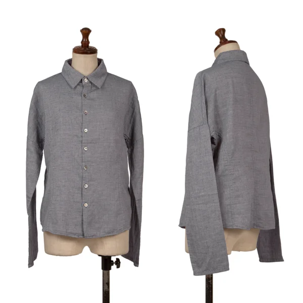 スナオクワハラsunao kuwahara 製品洗いコットンシャンブレーシャツ 青M