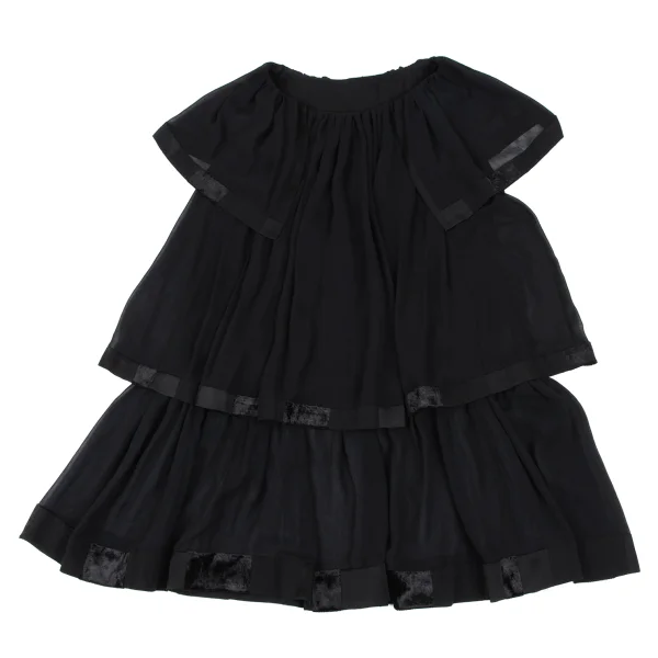 sunao kuwahara Velour Switching See-through Tiered Blouse K-166918_002