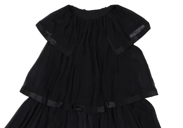 sunao kuwahara Velour Switching See-through Tiered Blouse K-166918_003