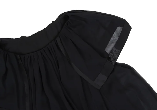 sunao kuwahara Velour Switching See-through Tiered Blouse K-166918_005