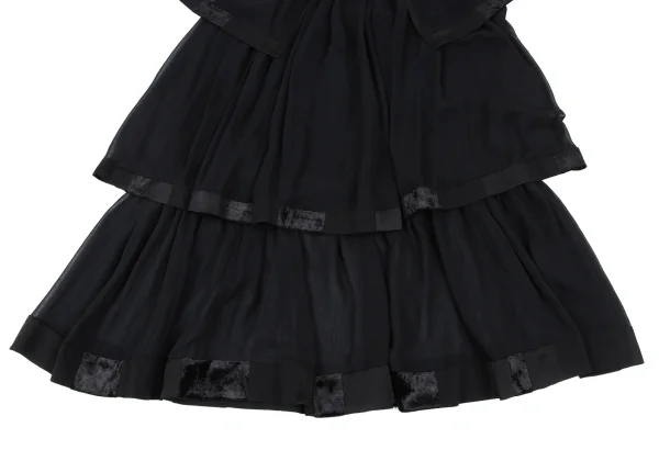 sunao kuwahara Velour Switching See-through Tiered Blouse K-166918_008