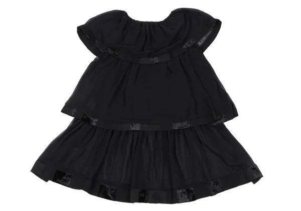 sunao kuwahara Velour Switching See-through Tiered Blouse K-166918_010