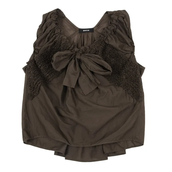 zucca Dyed Gather Design Open Neck Blouse K-166931_002