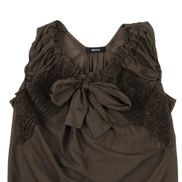 zucca Dyed Gather Design Open Neck Blouse K-166931_003