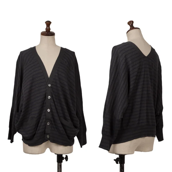 zucca Cotton Striped Dolman Knit Cardigan Grey,Navy M K-166932_001
