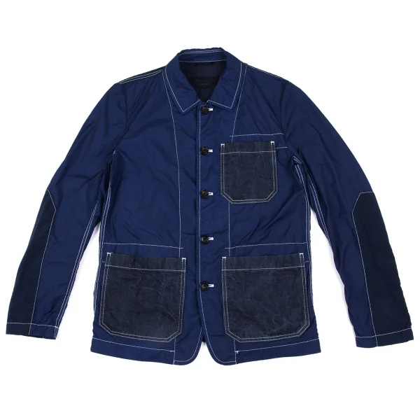 COMME des GARCONS HOMME Denim Patch Pocket Puckering Poly Jacket Blue S K-166940_001