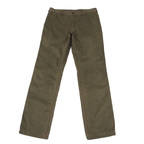COMME des GARCONS HOMME Color Stitch Dyed Cotton Pants Khaki M K-166944_001